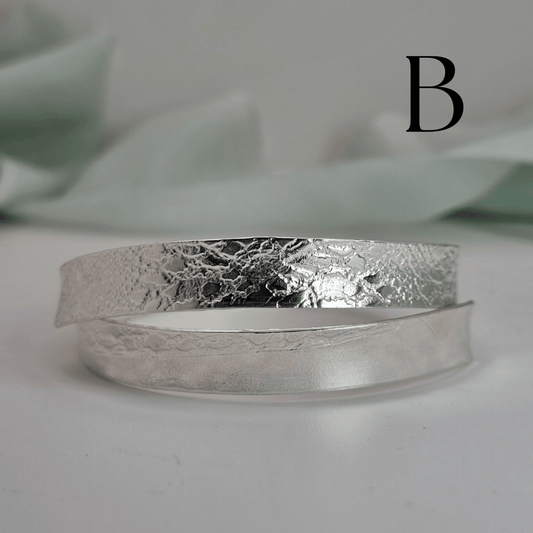 Heavy lace silver ribbon bangle - The Studio at Wirksworth