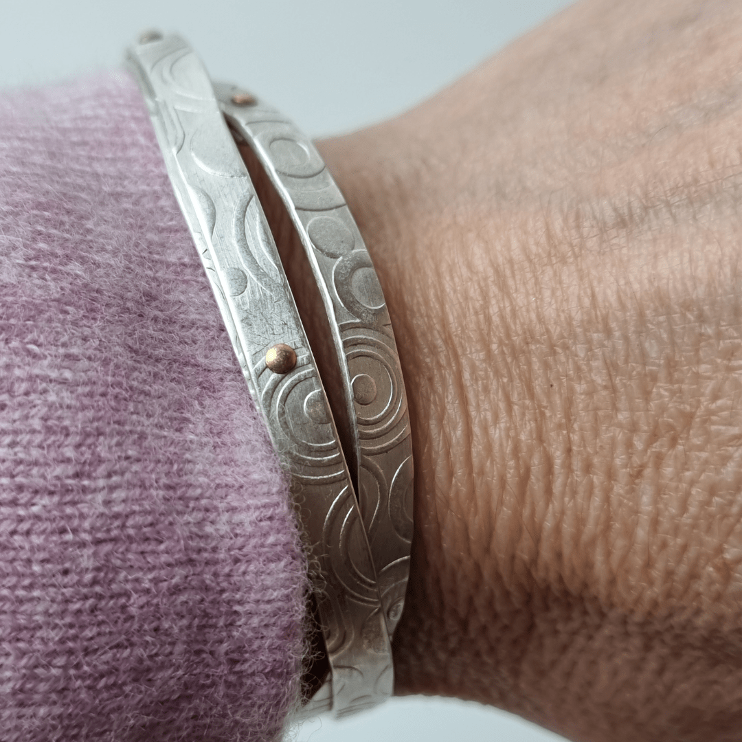 Riveted silver bangle - The Studio at Wirksworth