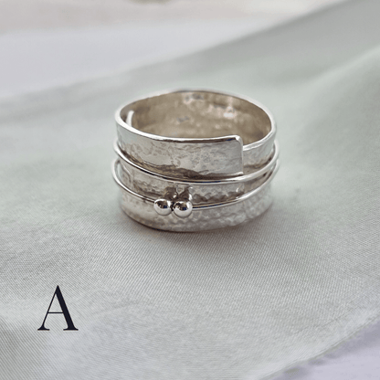 Silver lace rings with spinning accent beads - The Studio at Wirksworth