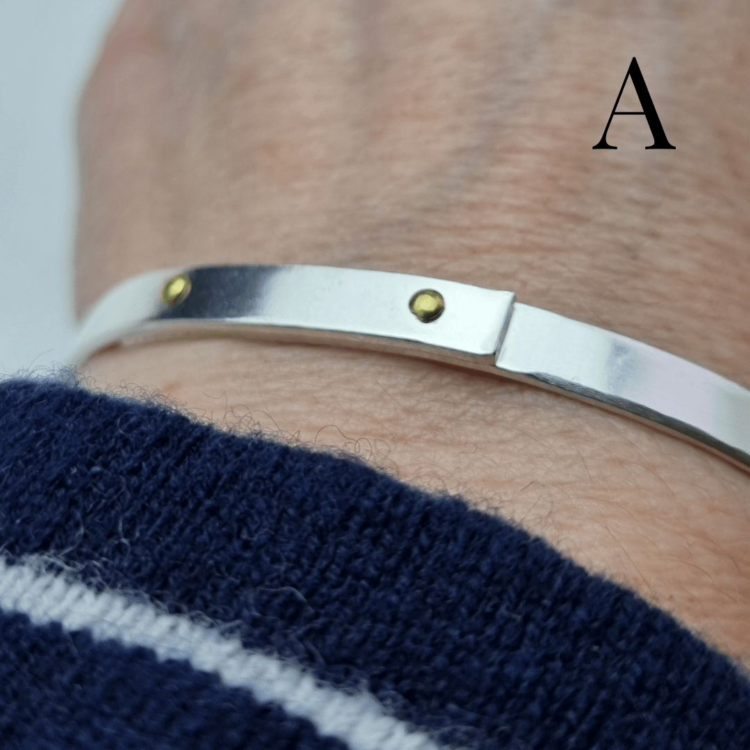 Riveted silver bangle - The Studio at Wirksworth