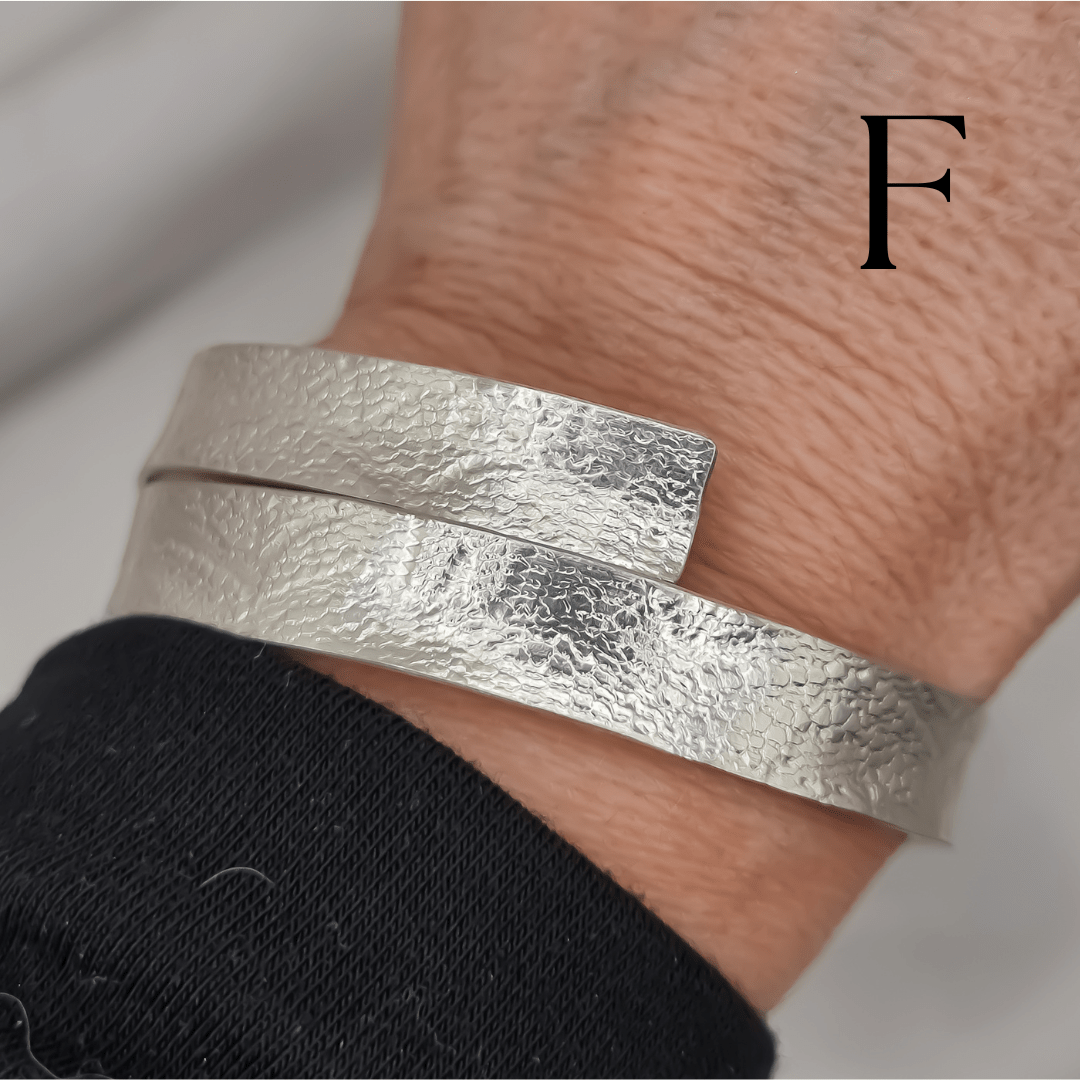 Heavy lace silver ribbon bangle - The Studio at Wirksworth