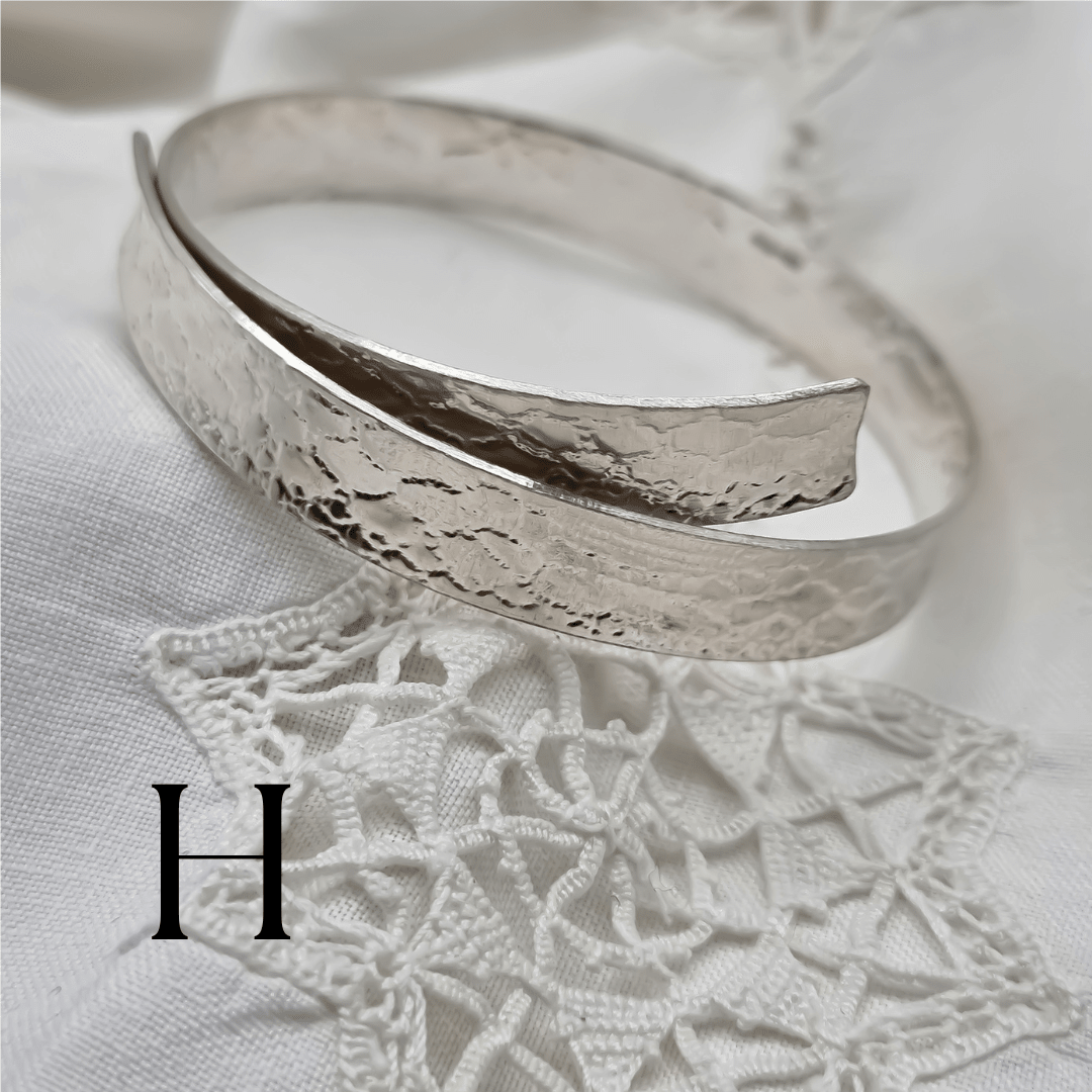 Heavy lace silver ribbon bangle - The Studio at Wirksworth