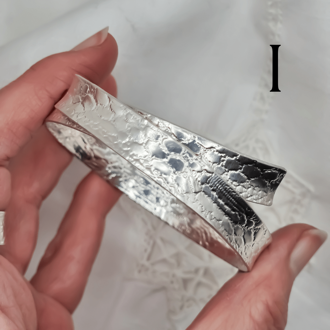 Heavy lace silver ribbon bangle - The Studio at Wirksworth