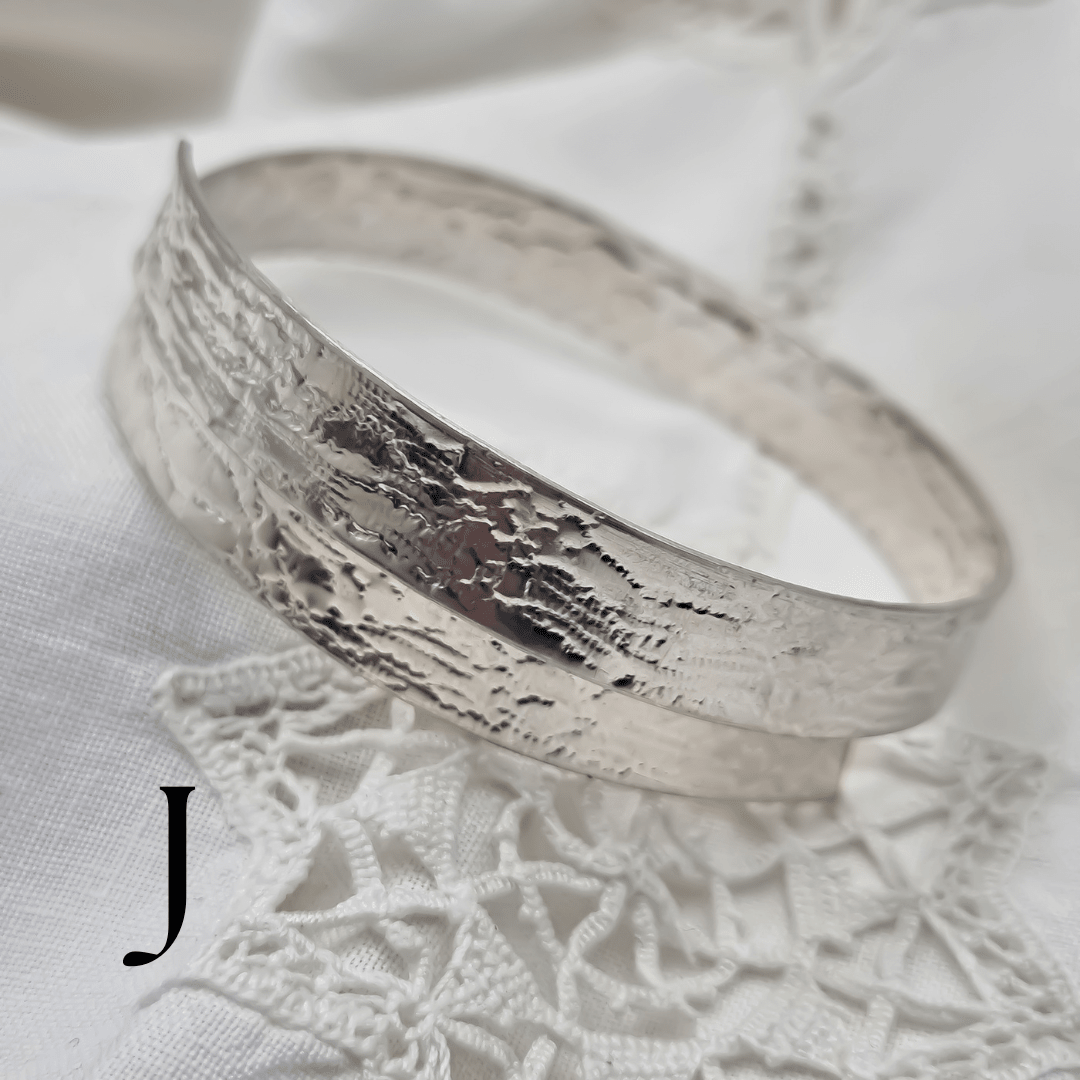 Heavy lace silver ribbon bangle - The Studio at Wirksworth