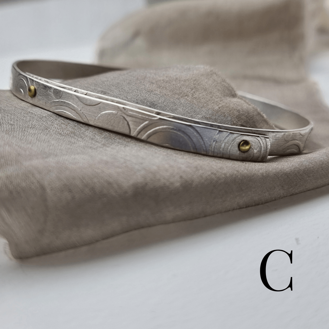 Riveted silver bangle - The Studio at Wirksworth