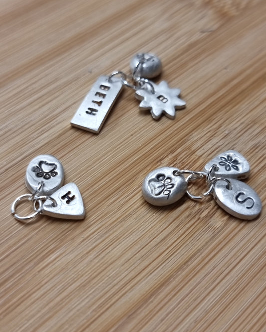 Silver metal clay charms