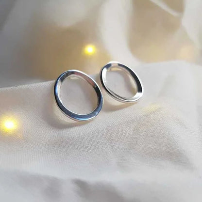 Heavy round recycled silver stud earrings - The Studio at Wirksworth